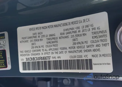 2024 Mazda Cx-30 2.5 S Carbon Edition from USA, damaged, VIN 3MVDMBCMXRM686797